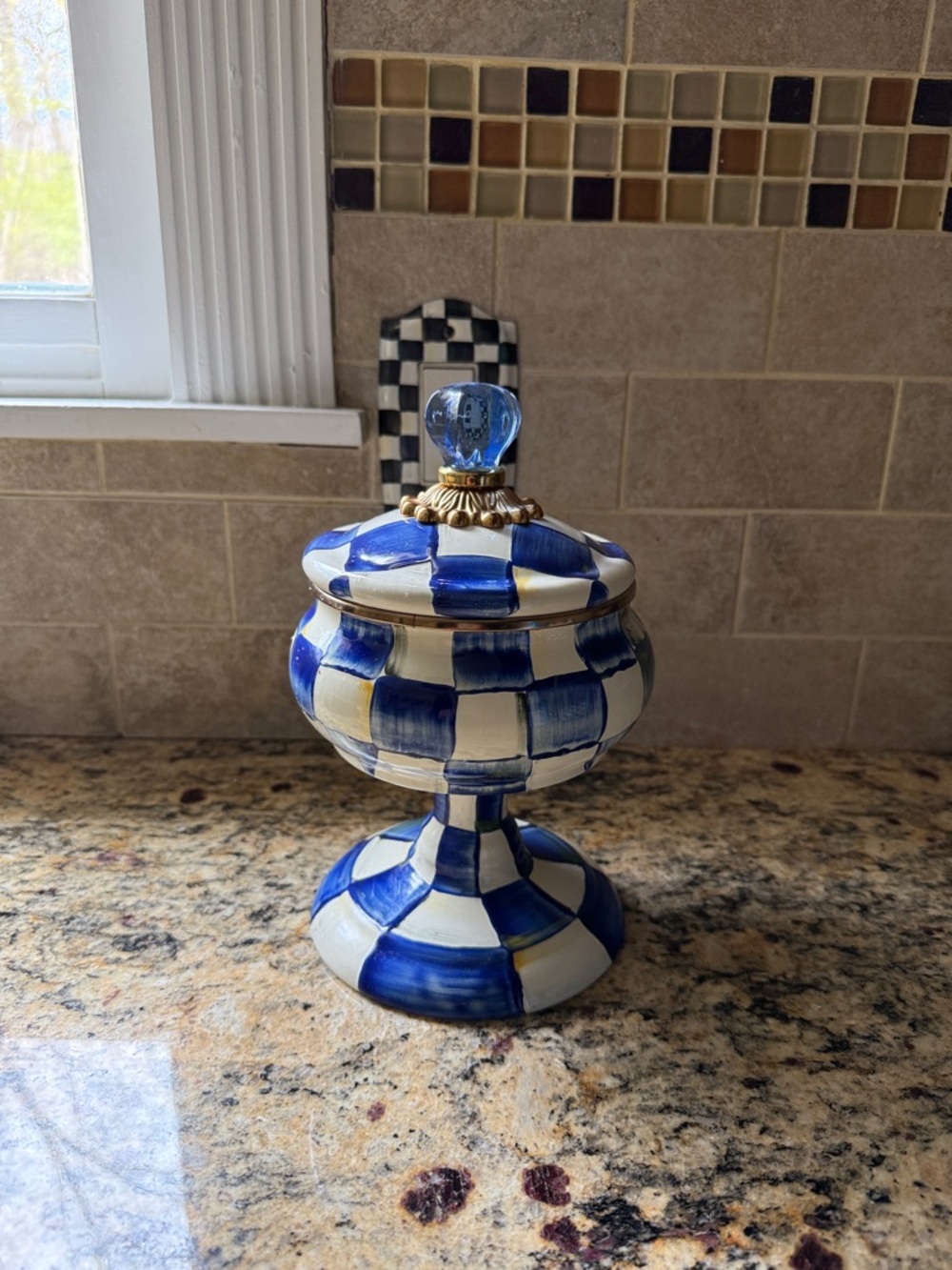 McKenzie Childs Royal Check Curiosity Pot